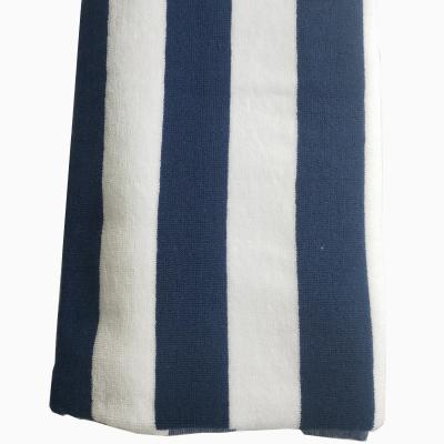 China Compressed Hotel and SPA Used Striped Beach Towel Pool Towel 100% Cotton Blue and White Towel for sale