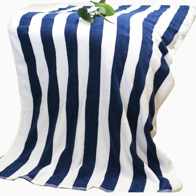 China QUICK DRY 100% Cotton Hotel Pool Towel Blue And White Stripe Beach Towels for sale