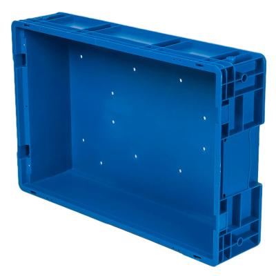 China RL-KLT6147 100% Virgin Material Vegetable Mesh Eu Material Pallet Storage Heavy Duty Plastic Boxes Used for sale