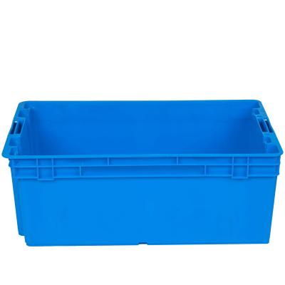 China 600*400*220 Solid Plastic Stackable Plastic Storage Box Crate Industry Moving Stackable Storage Box for sale