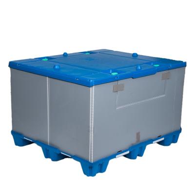 China Plastic recyclable logistics storage WB-11498B gaylord box for logistics transportation pallet box for sale