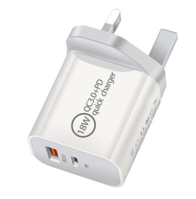 China 20w Plug Best Selling 2 X USB Fast Charging PD Charger 18W 20W PD Wall Charger EU USA UK AU Multiport 2021 Multiport Cell Phone USB Fast Charging Mobile Phone for sale