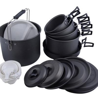 China Outdoor Person Picnic Set Aluminum Utensils Set Portable Cookware Outdoor Camping Nonstick Cookware OEM for sale