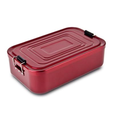 China HOT SALE Food Container Recyclable Outdoor Rectangle Storage Box Lockable Leakproof Aluminum Metal Bento Box for sale