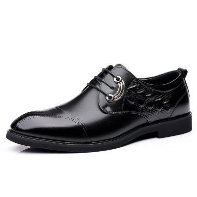 China Brock Handmade Pointed Toe Business Men's Stylish Lace Up Genuine Leather British Round Work Shoes for sale