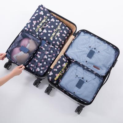 China Durable Travel Tote Cubes 7pcs Travel Bag Set Travel Organizers Luggage Packing Cubes With Drawstring Bag for sale