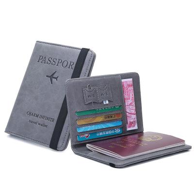 China RFID Blocking Protects Passport 2022 Wholesale Leather Holder Multiple Travel Plane Ticket Wallet for sale