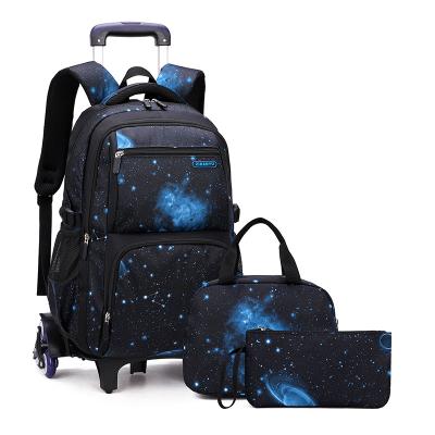 China Waterproof Korean Style Student Backpack Kids Trolley School Bag For Boys for sale