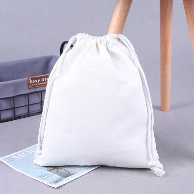 China Custom Eco-Friendly Eco-Friendly Cotton Small Pouch Organic Muslin Calico Fabric Canvas Promotional White Drawstring Bag With Logo Printed for sale