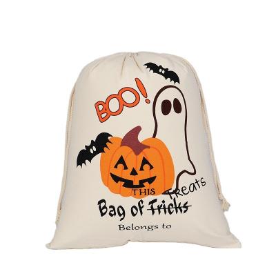 China Candy Bag Halloween Canvas Bag Cotton Drawstring Canvas Bag for sale