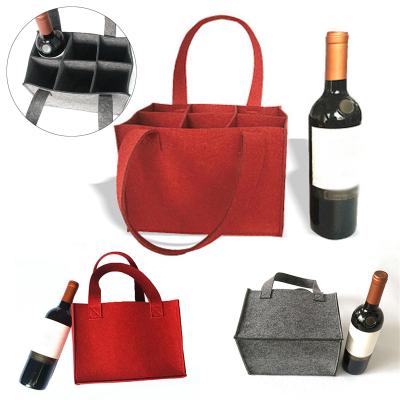 China Wholesale Eco-friendly Felt Wine Bottle Bag Divided Wine Tote Bag High Quality Hanging Felt Tote Bag for sale