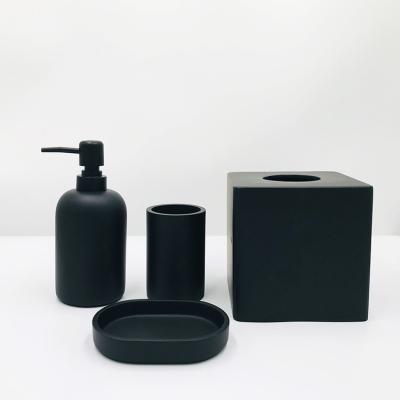 China New Sustainable Modern Luxury Bathroom Set Matte Black Bathroom Accessories for sale