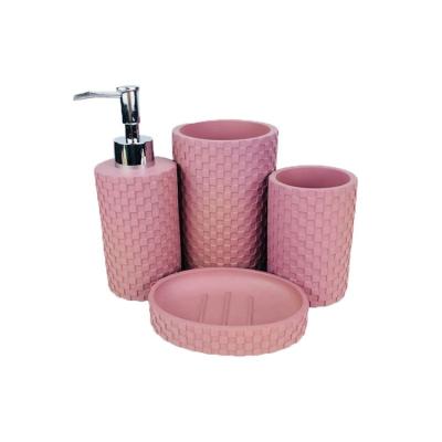 China 4 Pcs Viable Wholesale High Quality Decorative Natural Cement Concrete Hotel Bathroom Accessory Set for sale