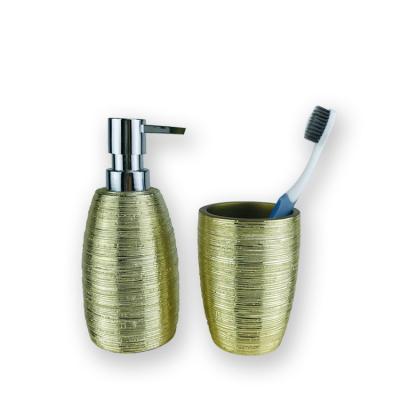 China Viable American Luxury Bright Color Home Bathroom Set Resin Gold Bathroom Accessory for sale