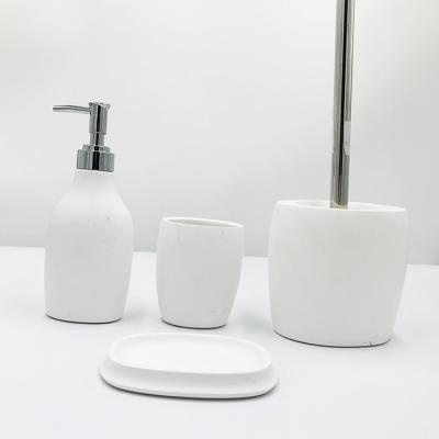 China Sustainable Home Decoration Luxury Concrete Cement Bath Set White Bathroom Accessory for sale