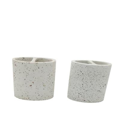 China Sustainable Modern Cement Bathroom Accessory Terrazzo Toothbrush Holder For Hotel Decoration for sale