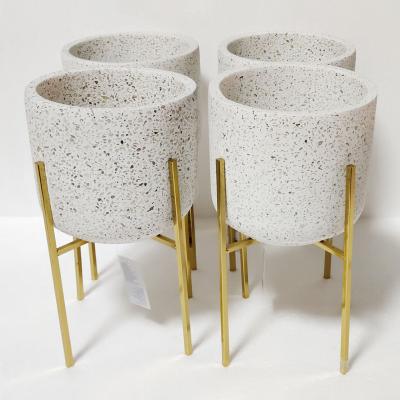 China Modern Creative Concrete Planter Eco-Freindly Terrazzo Flower Pot Container Terrazzo Floor-Standing Desktop for sale