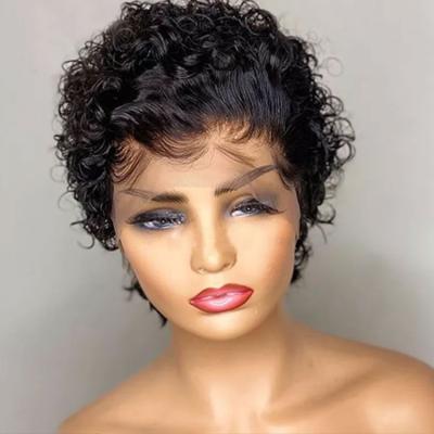 China Color Women's Pixie Cut Wholesale Blonde Lace Front Pixie Wigs Human Hair For for sale