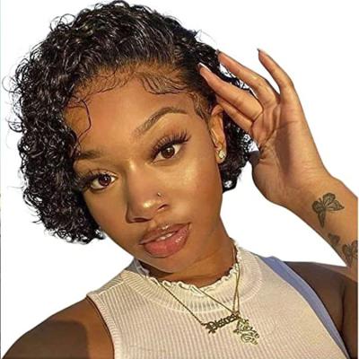 China Ginger Glueless Short Curly Cut Pixie Hair Lace Front Wigs for sale