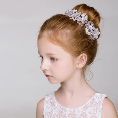 China Children Show HOT Hair Circle Garland Bride with New Pearl Flower Hair Band Handwoven Gold Leaves Tire Children's Headdress for sale