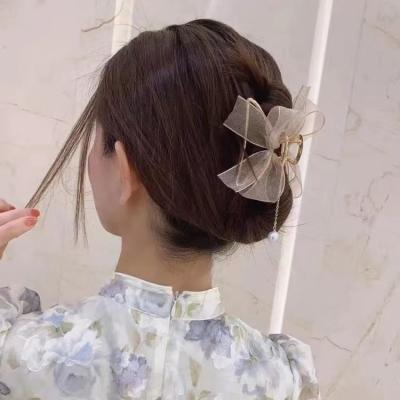 China Edition super soft crystal pendant temperament hairpin Han adult sharks caught tassel hook fashion head butterfly claw clip to female for sale