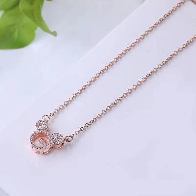 China Mickey head smart mickey necklace female contracted collarbone chain tidal temperament rose gold necklace pendant accessories wholesale tit for sale