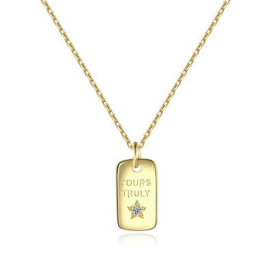 China Romantic Low Price Simple Design Custom Tiny Square Shaped Gold Personalized Letter Name Necklace for sale