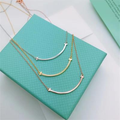 China Fashion Style Hot Luxury 925 Sterling Silver Smiling Faces Series 18k Rose Gold Pendant Necklace T Smile Full Drill Necklace Bone C for sale