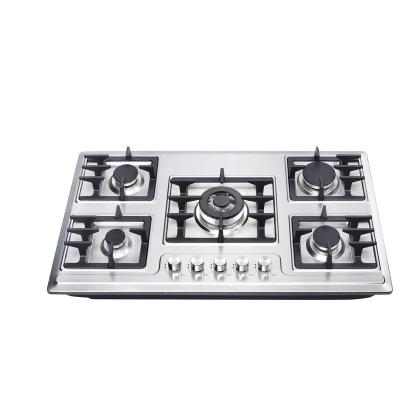 China Chinese household factory gas hob cooktops stainless steel kitchen gas cooker 5 burner for sale