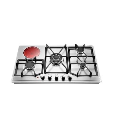 China Commercial Wholesale Stainless Steel Kitchen Stove 5 Burners Gas-Electric Infrared Ceramic Cooktops for sale