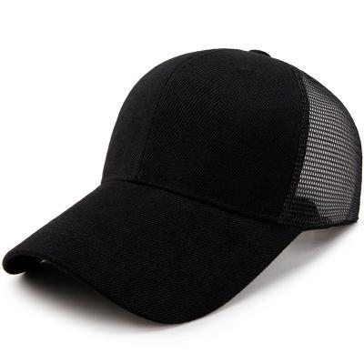 China Men's Adjustable Mesh Back Cap Black Mesh Trucker Hat Snapback Hat for sale