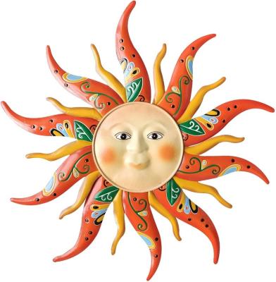 China Large Europe Metal Sun Wall Art Decor - 17.3Inches Sun Face Garden Sculptures & Statues Wall Art For Indoor & Outdoor, Farmhouse for sale