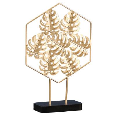 China Light luxury living room metal leaf tortoise gold decoration wedding decoration ornaments Nordic simple light luxury creative home office decoration for sale