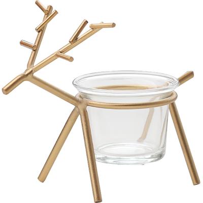 China Simple and creative table decor candle holder plant home iron deer atmosphere layout candlestick desktop decoration for sale