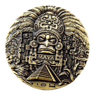 China Europe Embossed Medallion Maya Medallion Metal Maya Medallion Emblem Factory Badge Custom Good Quality Manufacturing for sale