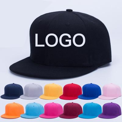 China breathable & Waterproof Custom Unisex Flat Snapback Baseball Cap Cotton Adjustable Hip Hop Sports Hats Hip Hop Hat Embroidery Logo Sticker Brim Multicolor Hats for sale