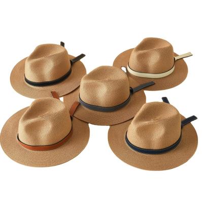 China Classic Elegant Warm Adjustable Braided Cute Colorful Design Women Sun Proof Beach Hat Leather Belt Travel Outdoor Straw Hat for sale