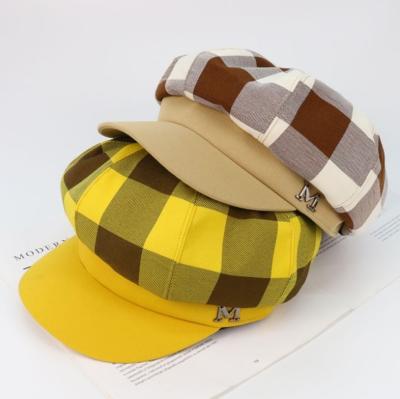 China Outdoor Travel Fedora Men Women Tartan Plaid Classic Breathable Classic Adjustable Beret Design Polyester Hat French Style Hat for sale