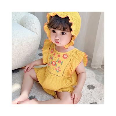 China 100% Cotton Summer New Product Newborn Girl Wrap Fart Clothes Embroidered Jumpsuit Baby Onesie Infant Romper Cool Baby Clothes for sale