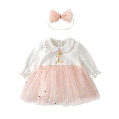 China Western Style Long Sleeve Pink Princess Washable Lace Up Sexy Baby & Doll Dress Babies Dresses 6-12 Months Baby Dresses for sale