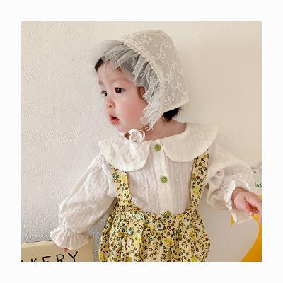 China Spring 2022 New Baby Dress Set Baby Style Collar Flower Two-piece Soft Pastoral Harness Two-piece Set Baby Clothes for sale