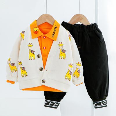 China Korean Fashionable Spring Children's Three-piece Suit Anti-wrinkle Boys Western Style Long Sleeve And Baby Coat Autumn New Children's Clothes for sale