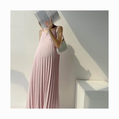 China 2022 Summer New Breathable Mid Length Dress Pleated Chiffon Skirt Dresses For Pregnant Women Clothes For Pregnant Women Maternity Skirt for sale