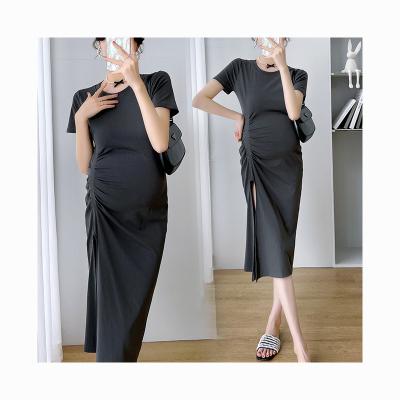 China 2022 Summer Breathable Spicy New Mom Looks Lightly With Fork Split Dresses For Pregnant Women Clothes For Pregnant Women Maternity Skirt for sale