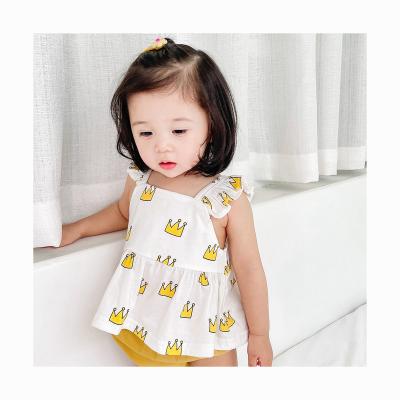 China Anti-wrinkle baby clothes cartoon sling korean summer cotton baby clothes two sets baby clothes sets for sale