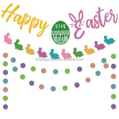 China Durable Hot Selling Lovely Easter Happy Bunny Banner Easter Party Decorative Supplies for sale