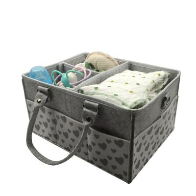 China Portable Viable Multi-pocket Storage Nursery Organizer Baby Felt Diaper Cart Bag Felt Mommy Baby Diaper Bag for sale