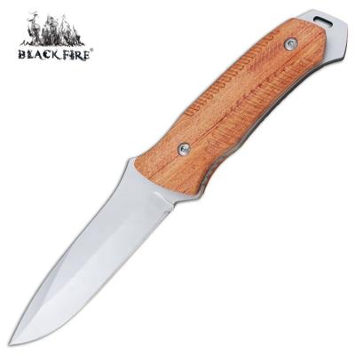 China Ugly Design Full Tang Outdoor Fixed Blade Hunting Knife with Ugly Design and Non-slip CNC Engraving Wooden Handle for sale