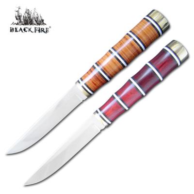 China 420 HC Outdoor Boning Knife with Mirror Polish Blade and Laminated Leather Handle for Camping and Fishing for sale