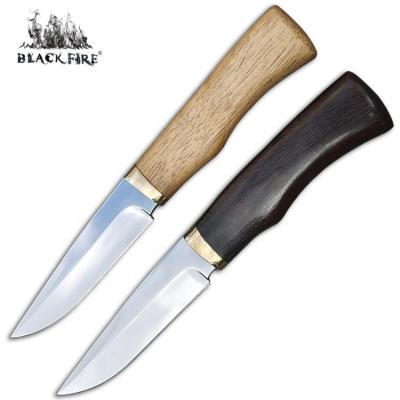 China Brass Pommel with Natrual Wooden Hunting Knife with Mirror Polish Blade with Ergonomic Wooden Handle for Outdoor Camping and Fishing for sale